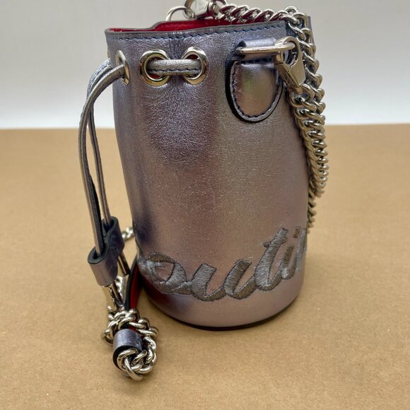 Christian Louboutin Marie Jane Metallic Mini Bucket Shoulder Bag - Picture 1 of 6
